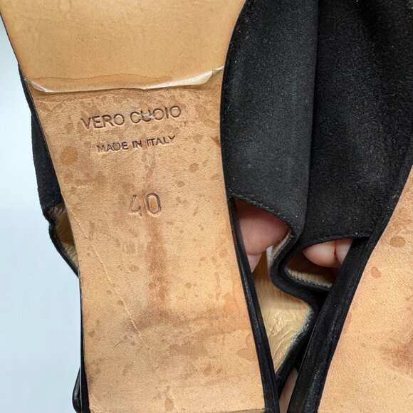 Barneys New York Black Suede Peep Toe Slingback Heel Bootie Women's sz EU40/US10 - Picture 11 of 12